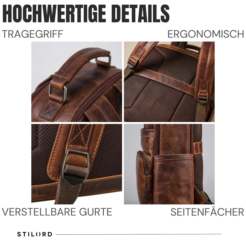 “Valens” Premium Lederrucksack Herren Groß mit Henkel