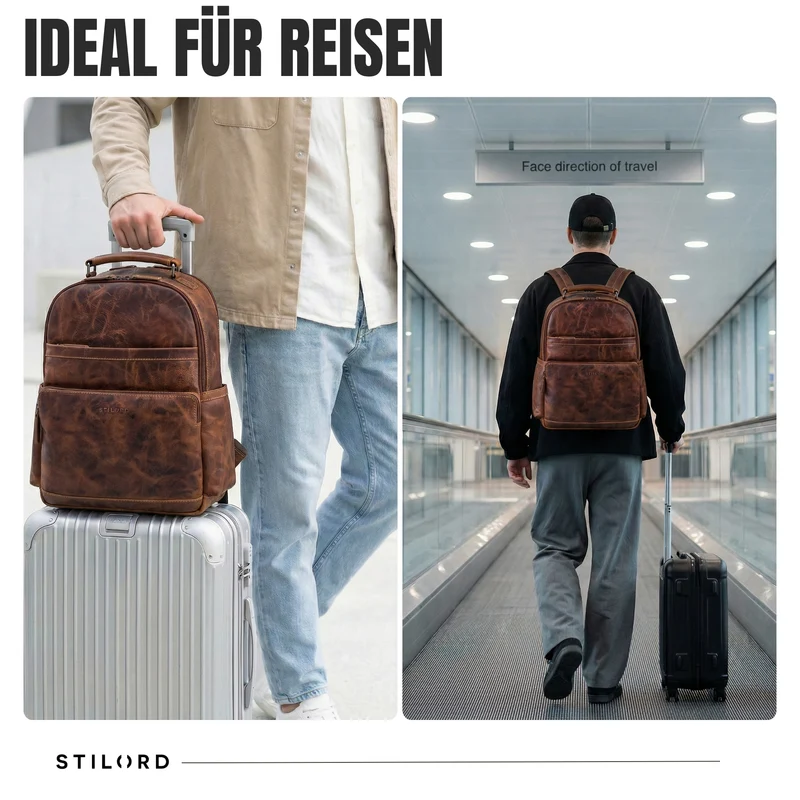 “Valens” Premium Lederrucksack Herren Groß mit Henkel