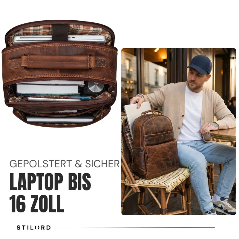 “Valens” Premium Lederrucksack Herren Groß mit Henkel