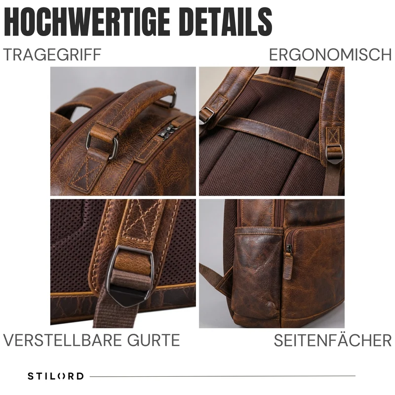 “Valens” Premium Lederrucksack Herren Groß mit Henkel
