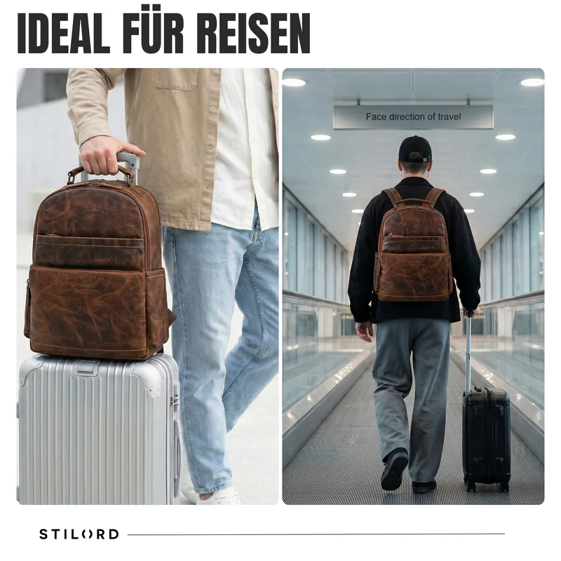 “Valens” Premium Lederrucksack Herren Groß mit Henkel