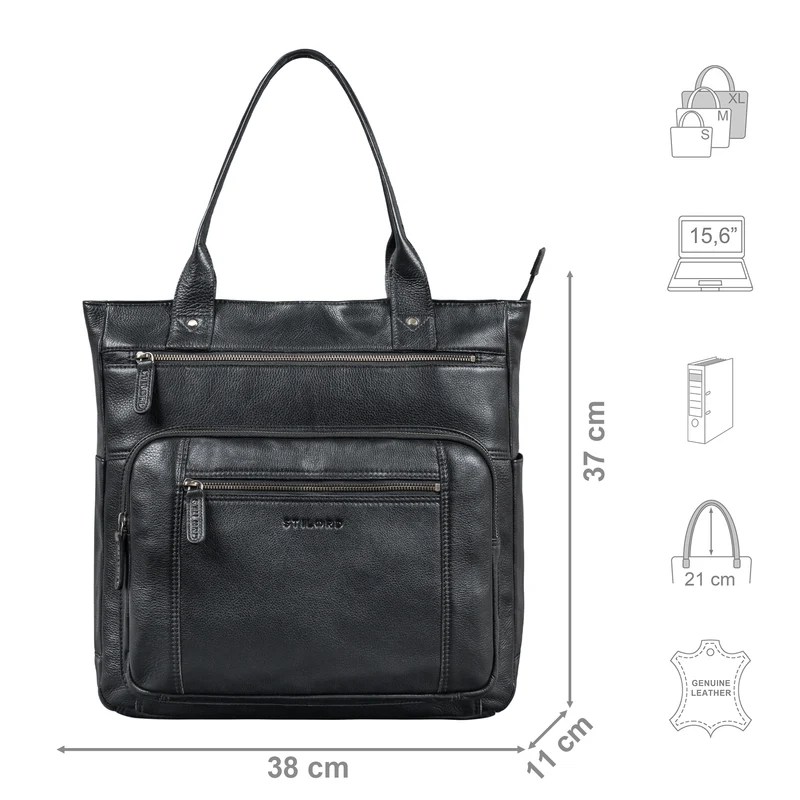 "Bonnie" Große Handtasche Damen Leder Shopper mit vielen Fächern