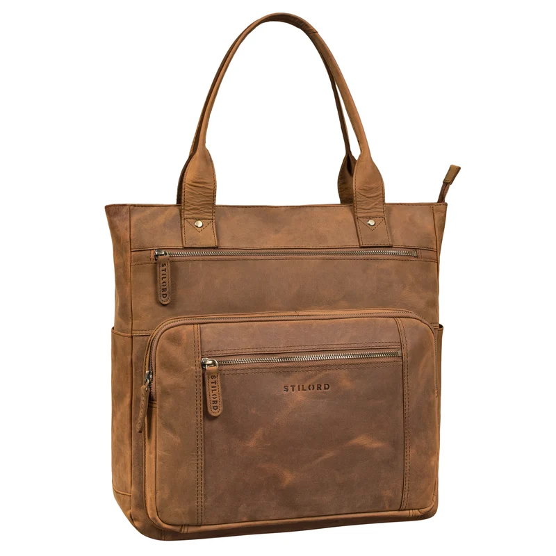 "Bonnie" Große Handtasche Damen Leder Shopper mit vielen Fächern