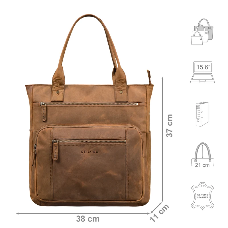 "Bonnie" Große Handtasche Damen Leder Shopper mit vielen Fächern