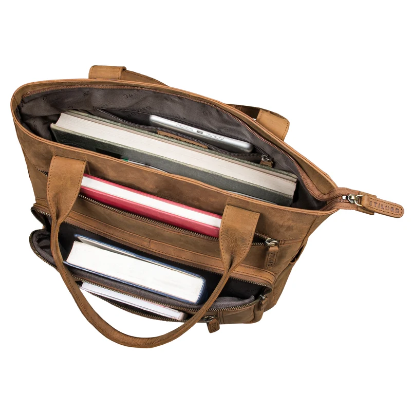 "Bonnie" Große Handtasche Damen Leder Shopper mit vielen Fächern