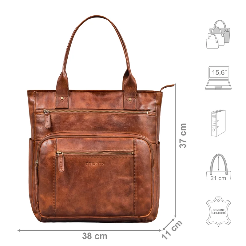 "Bonnie" Große Handtasche Damen Leder Shopper mit vielen Fächern