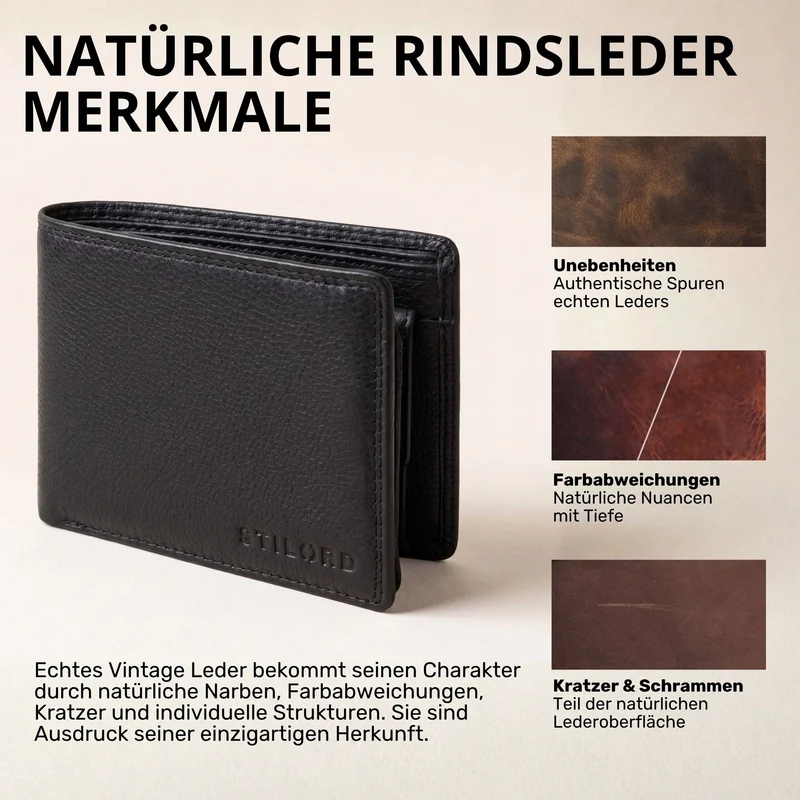 "Norman" Große Herren Leder Geldbörse mit RFID Schutz