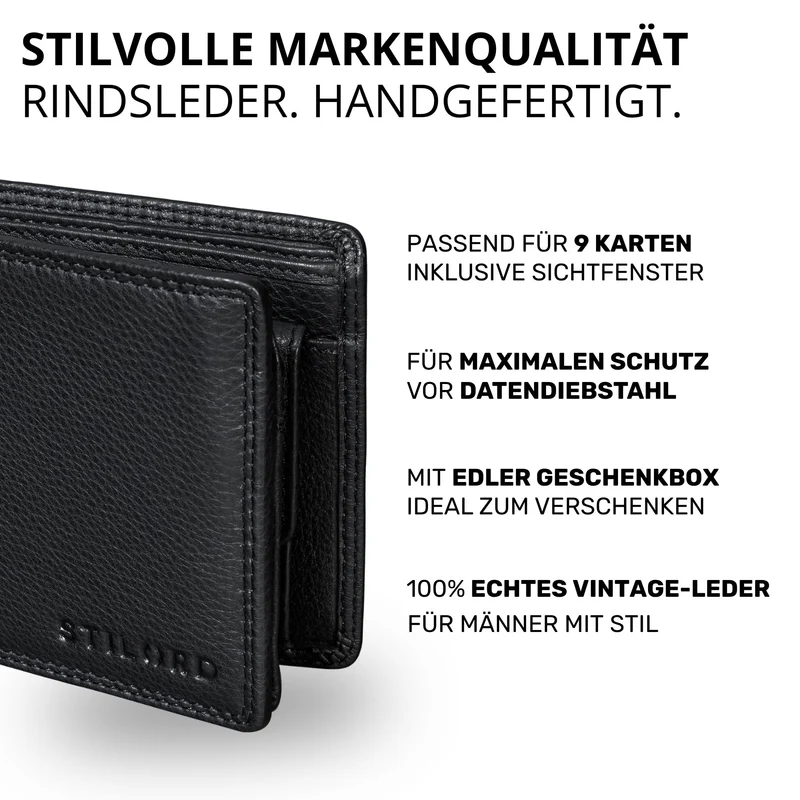 "Norman" Große Herren Leder Geldbörse mit RFID Schutz