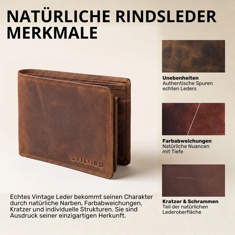 "Norman" Große Herren Leder Geldbörse mit RFID Schutz