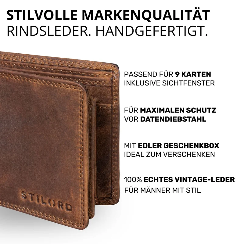 "Norman" Große Herren Leder Geldbörse mit RFID Schutz