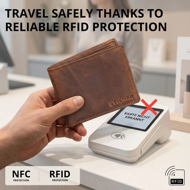 "Norman" Große Herren Leder Geldbörse mit RFID Schutz