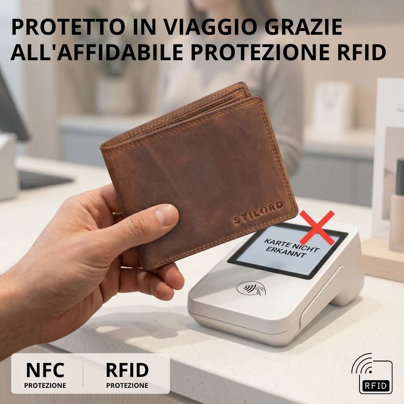 "Norman" Große Herren Leder Geldbörse mit RFID Schutz