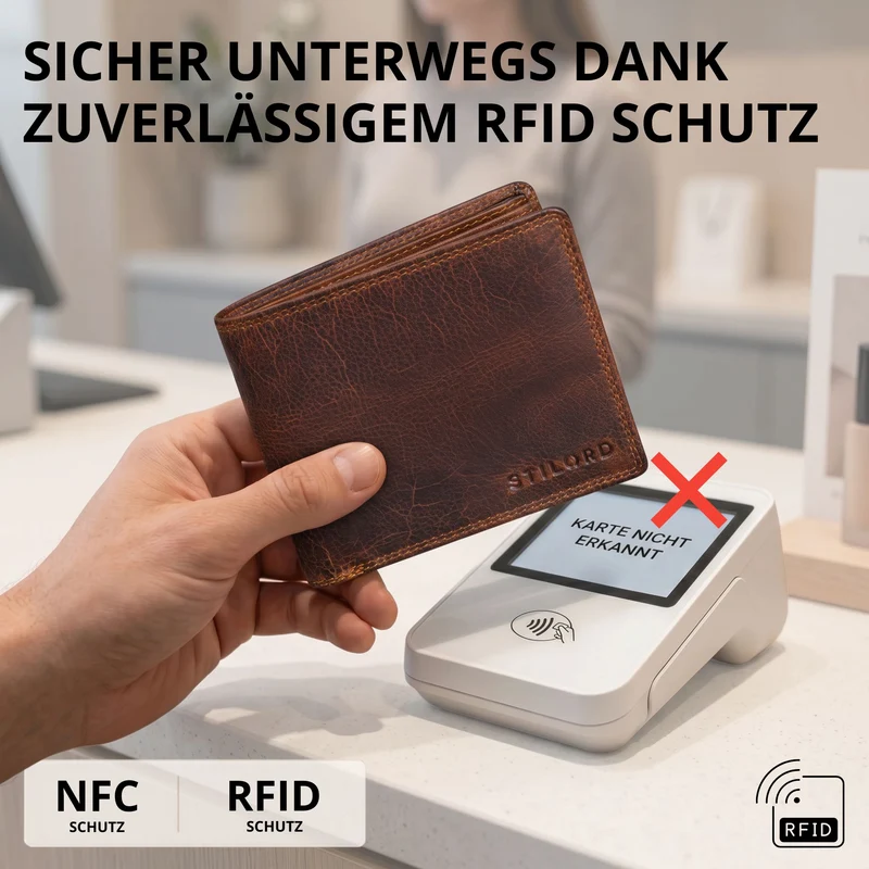"Norman" Große Herren Leder Geldbörse mit RFID Schutz