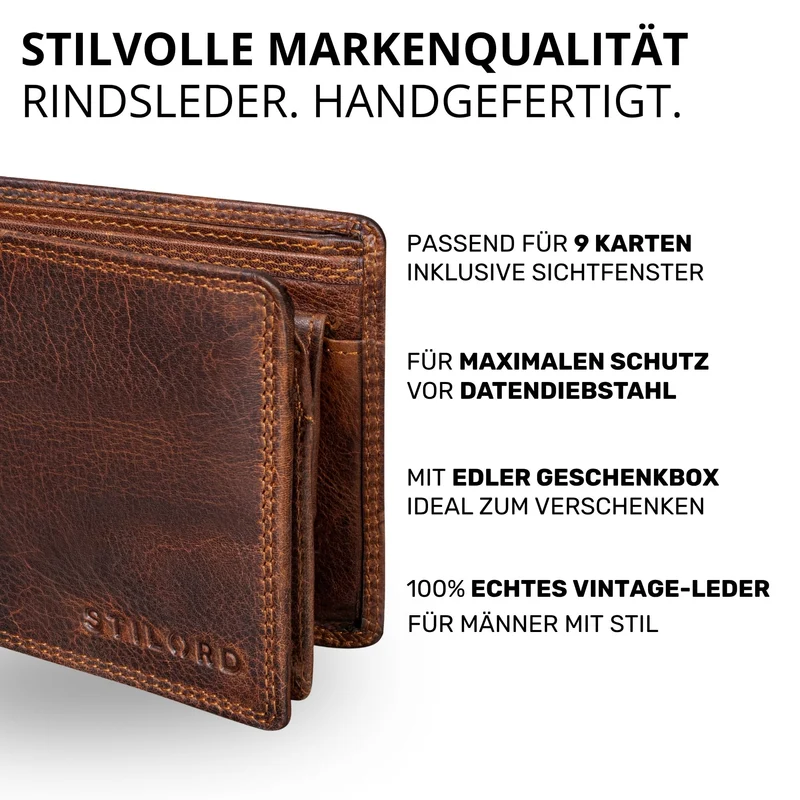 "Norman" Große Herren Leder Geldbörse mit RFID Schutz