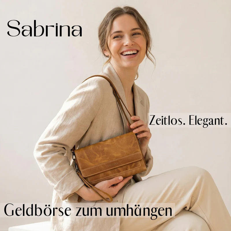 "Sabrina" 4-in-1 XL Geldbörse Damen Leder zum Umhängen mit Handyfach