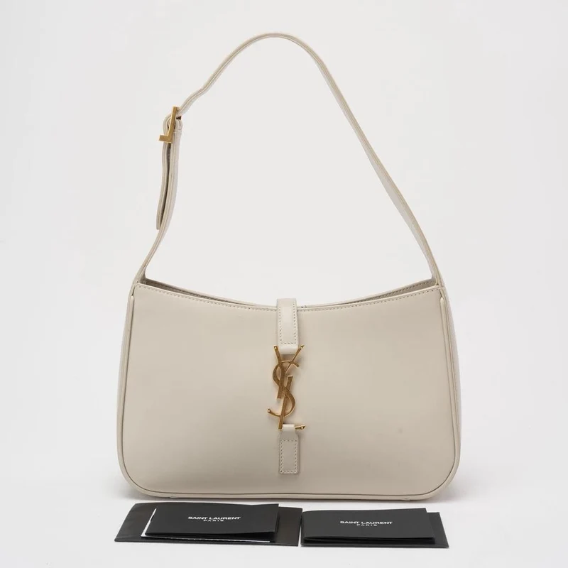 Saint Laurent Paris Le 5 bis 7 weiße Glattledertasche