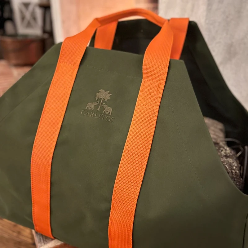 Kaminholztasche KODURA Khaki & Orange