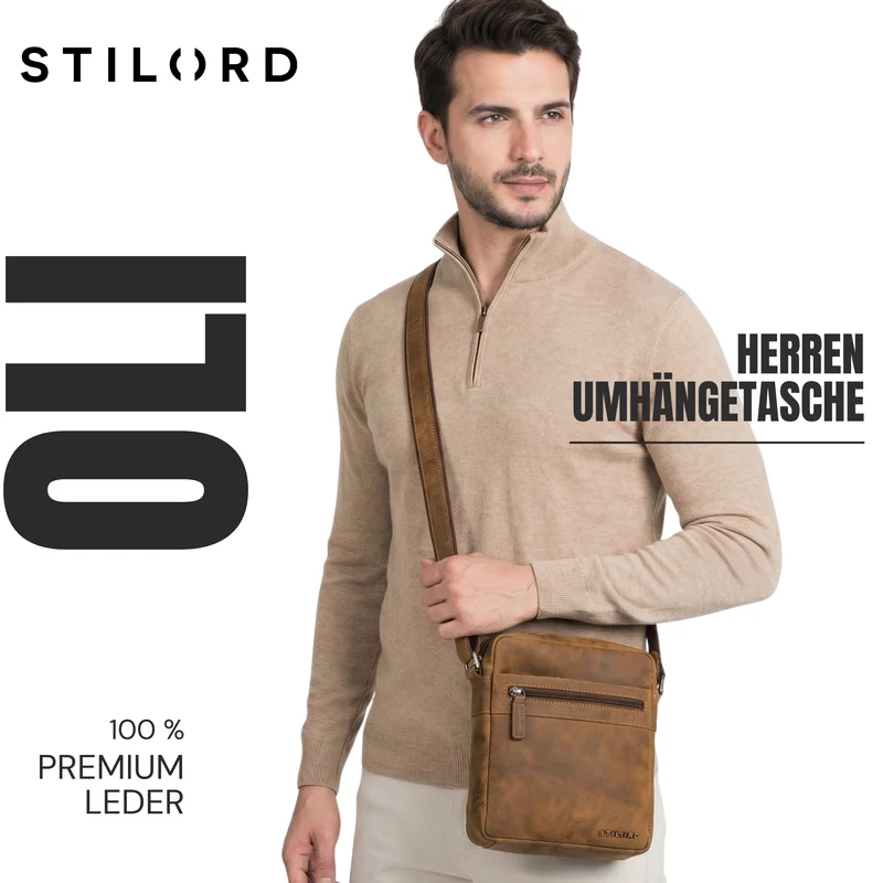 “Oli” Vintage Männerhandtasche Leder Klein für Tablet bis 11 Zoll
