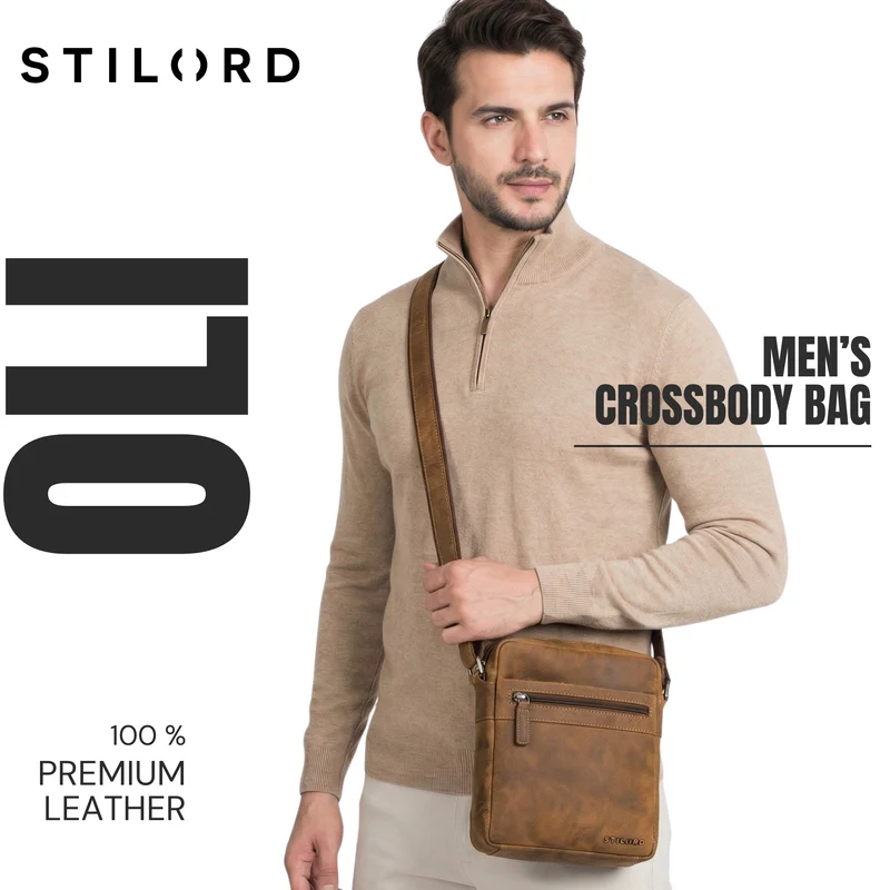 “Oli” Vintage Männerhandtasche Leder Klein für Tablet bis 11 Zoll