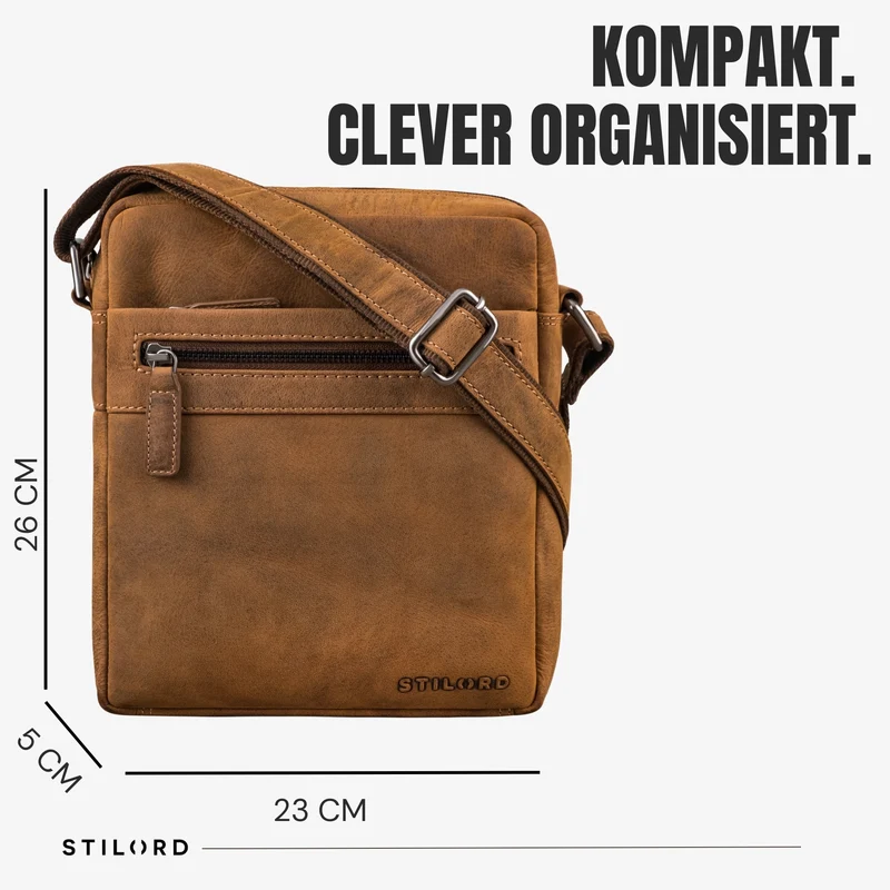 “Oli” Vintage Männerhandtasche Leder Klein für Tablet bis 11 Zoll