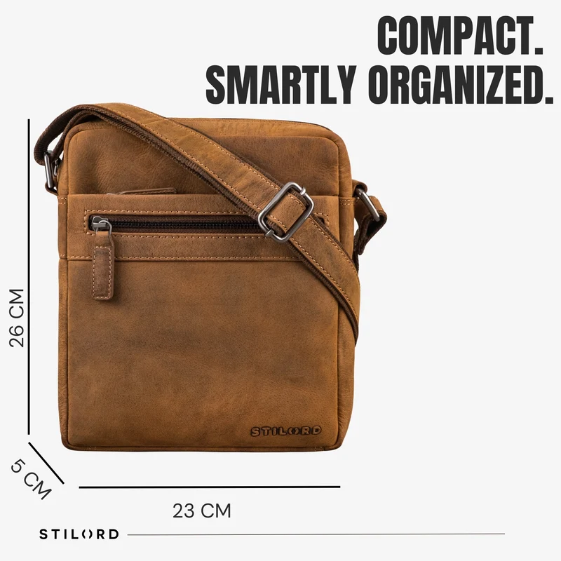 “Oli” Vintage Männerhandtasche Leder Klein für Tablet bis 11 Zoll