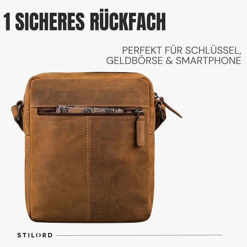 “Oli” Vintage Männerhandtasche Leder Klein für Tablet bis 11 Zoll