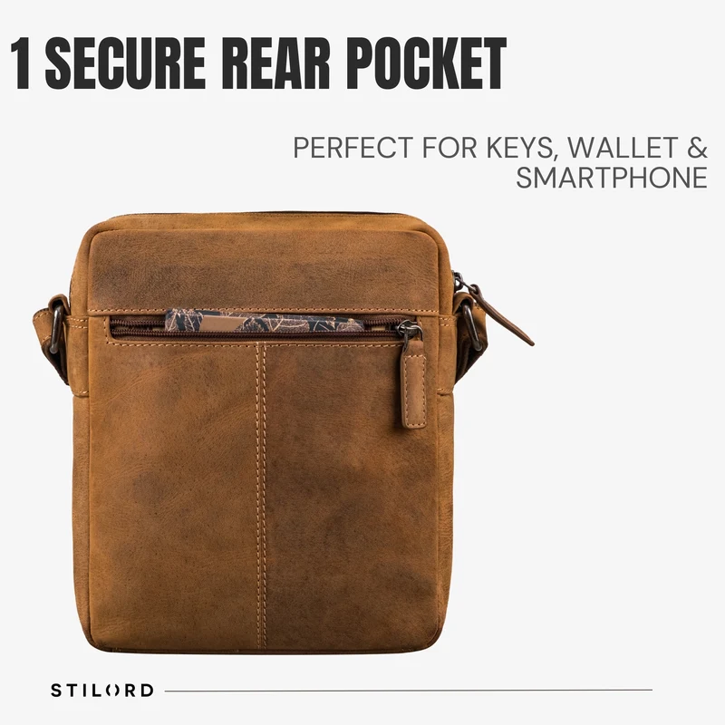 “Oli” Vintage Männerhandtasche Leder Klein für Tablet bis 11 Zoll