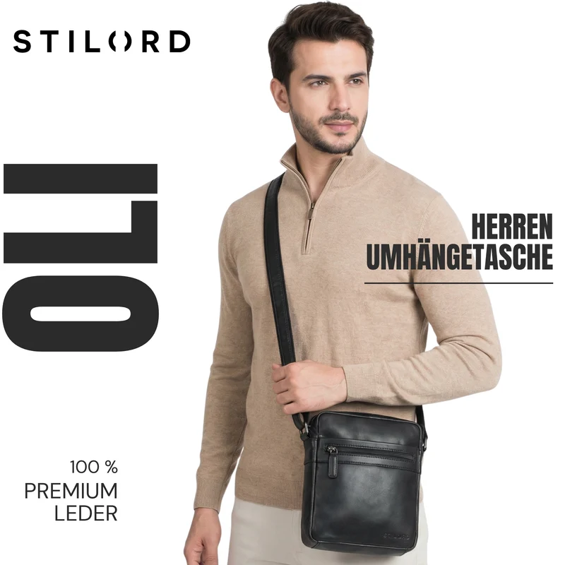 “Oli” Vintage Männerhandtasche Leder Klein für Tablet bis 11 Zoll