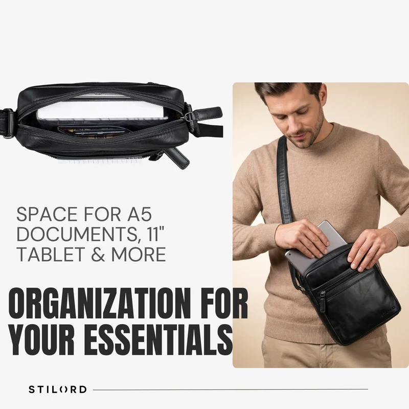 “Oli” Vintage Männerhandtasche Leder Klein für Tablet bis 11 Zoll