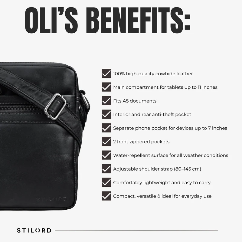 “Oli” Vintage Männerhandtasche Leder Klein für Tablet bis 11 Zoll