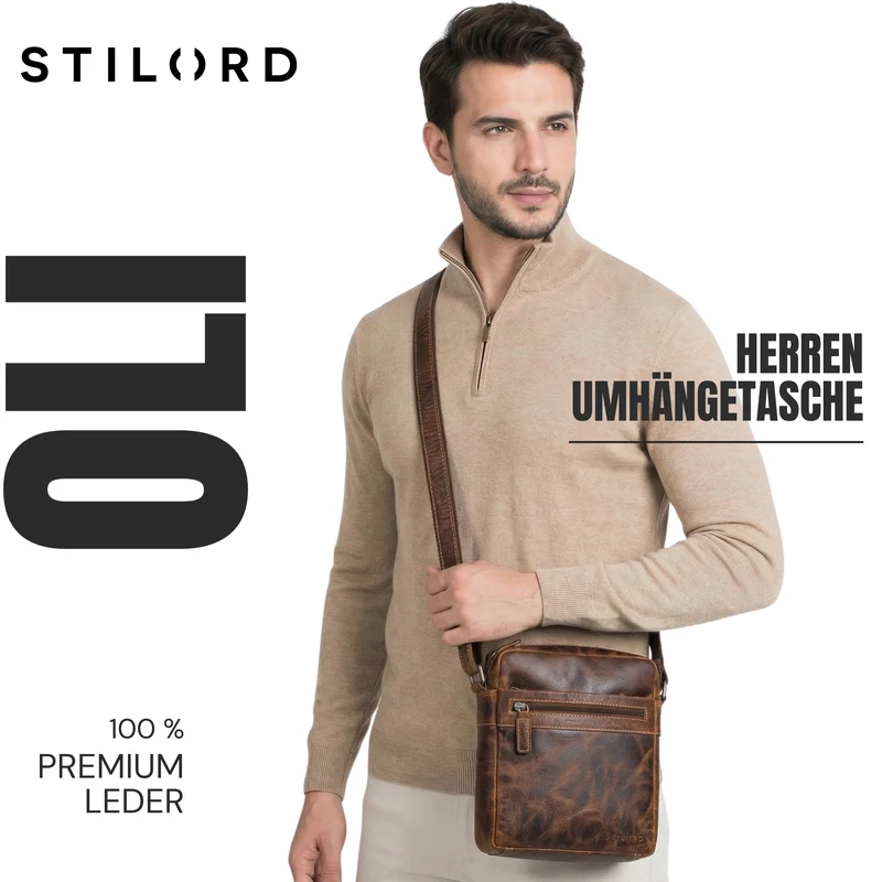 “Oli” Vintage Männerhandtasche Leder Klein für Tablet bis 11 Zoll