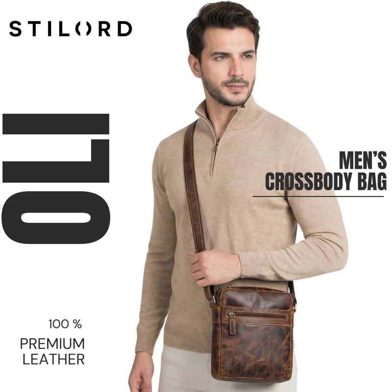 “Oli” Vintage Männerhandtasche Leder Klein für Tablet bis 11 Zoll