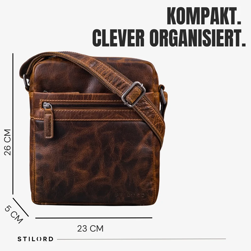 “Oli” Vintage Männerhandtasche Leder Klein für Tablet bis 11 Zoll