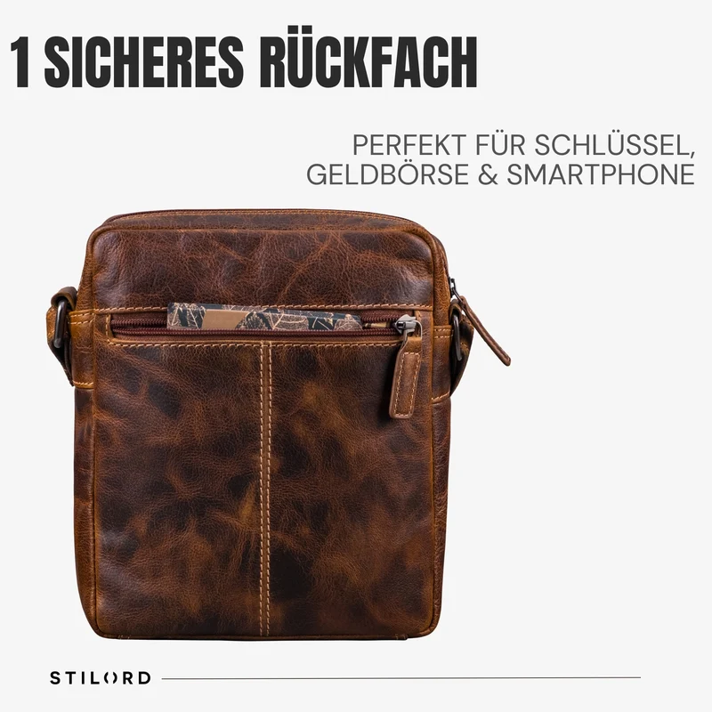“Oli” Vintage Männerhandtasche Leder Klein für Tablet bis 11 Zoll