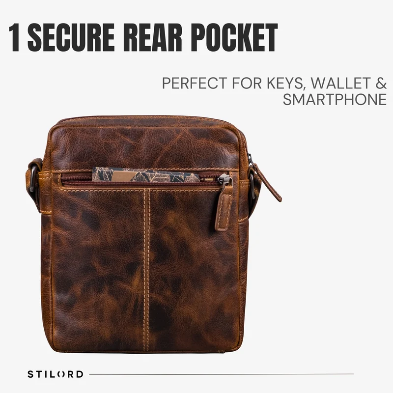 “Oli” Vintage Männerhandtasche Leder Klein für Tablet bis 11 Zoll