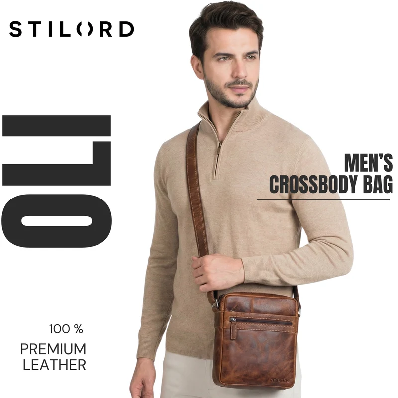“Oli” Vintage Männerhandtasche Leder Klein für Tablet bis 11 Zoll