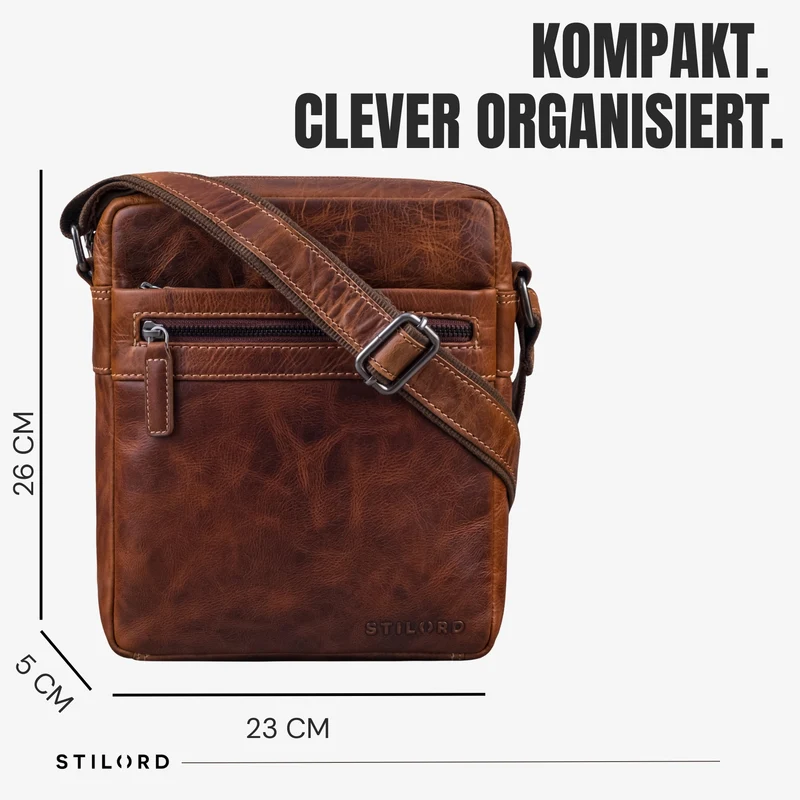 “Oli” Vintage Männerhandtasche Leder Klein für Tablet bis 11 Zoll