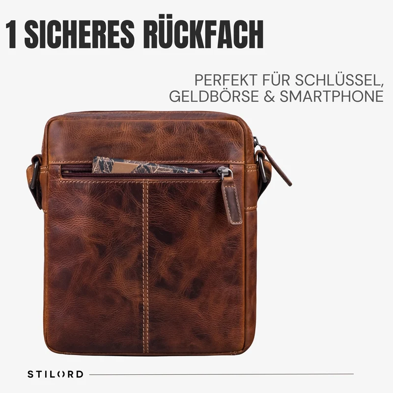 “Oli” Vintage Männerhandtasche Leder Klein für Tablet bis 11 Zoll