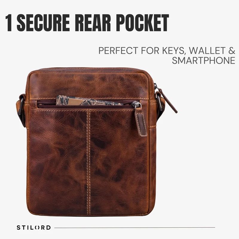 “Oli” Vintage Männerhandtasche Leder Klein für Tablet bis 11 Zoll