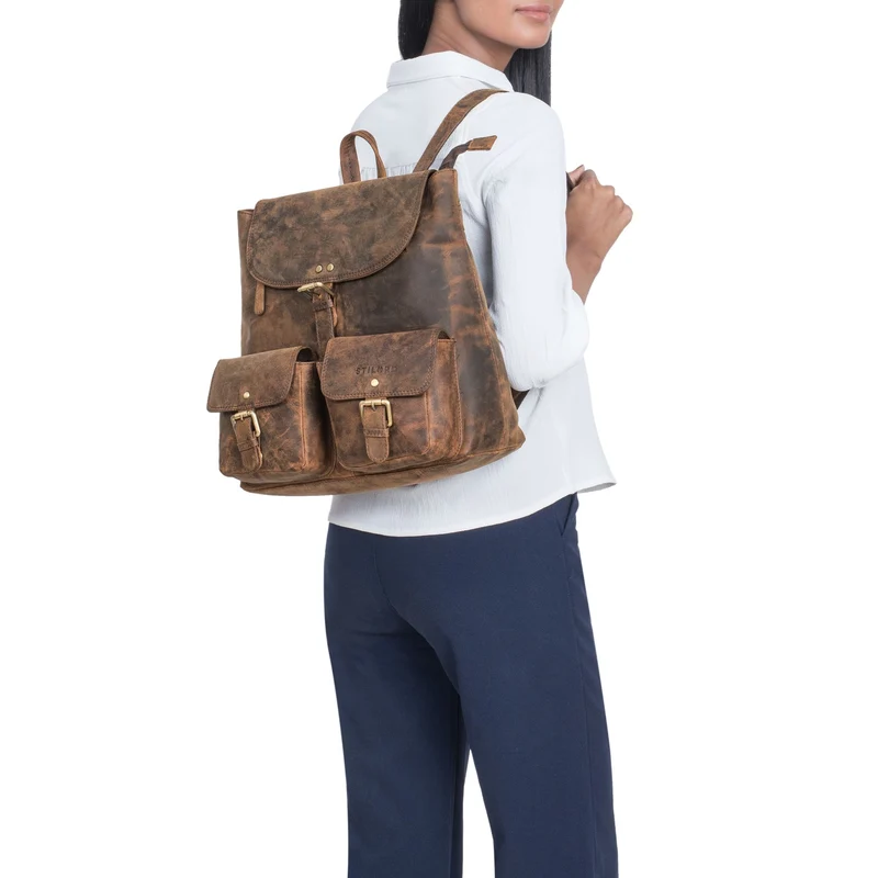 "Niva" Damen Rucksack Leder Laptop bis 13 Zoll