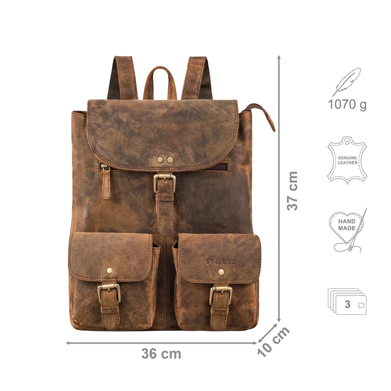 "Niva" Damen Rucksack Leder Laptop bis 13 Zoll