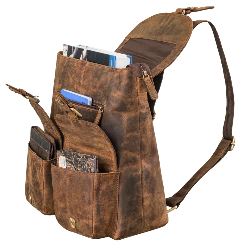 "Niva" Damen Rucksack Leder Laptop bis 13 Zoll