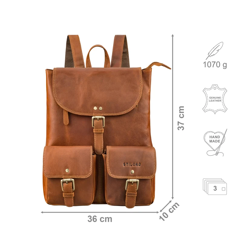 "Niva" Damen Rucksack Leder Laptop bis 13 Zoll