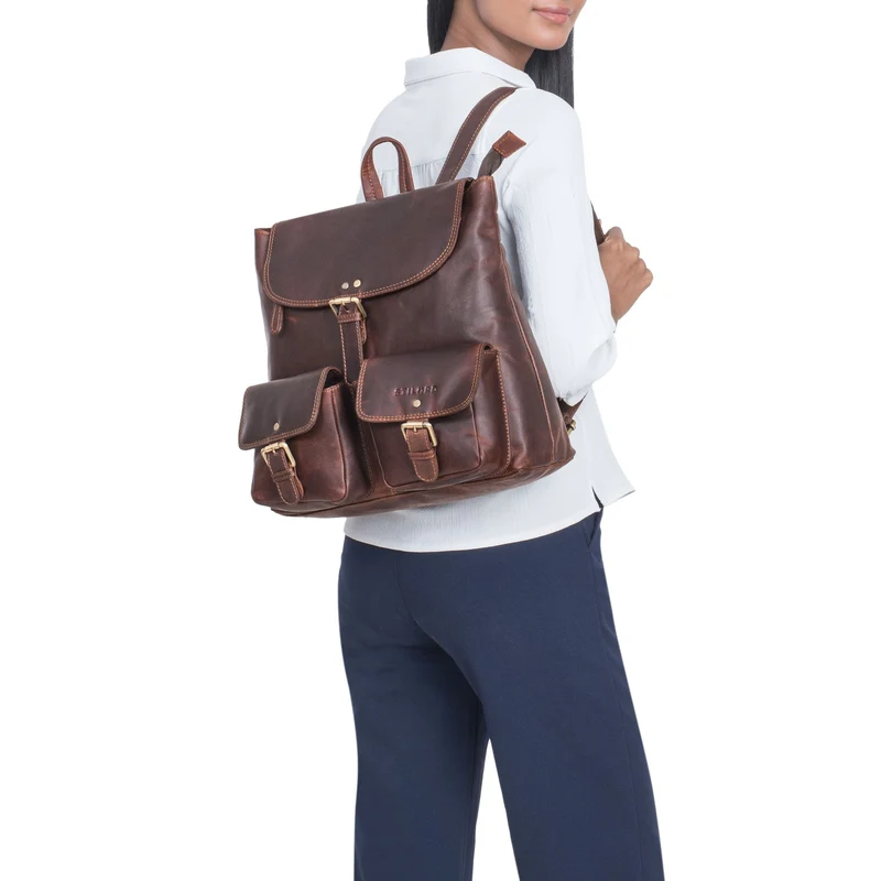 "Niva" Damen Rucksack Leder Laptop bis 13 Zoll