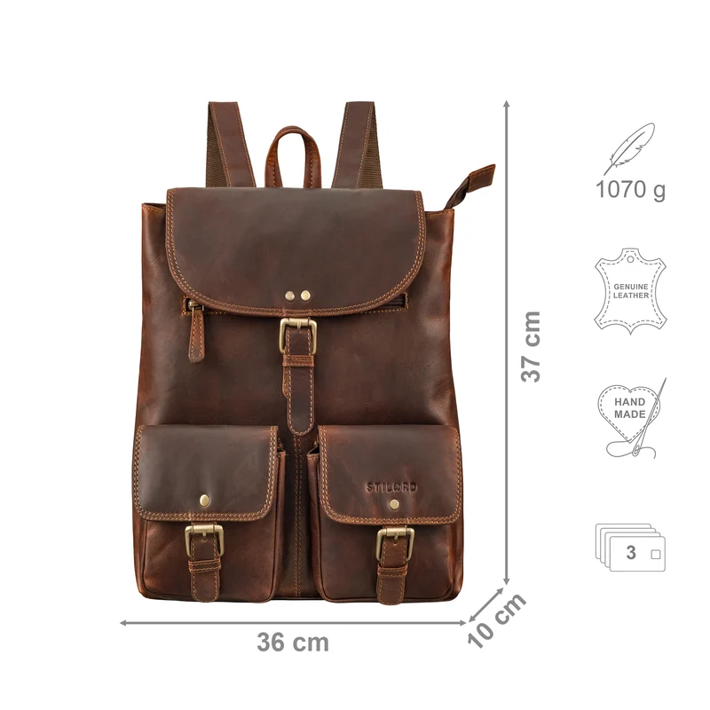 "Niva" Damen Rucksack Leder Laptop bis 13 Zoll