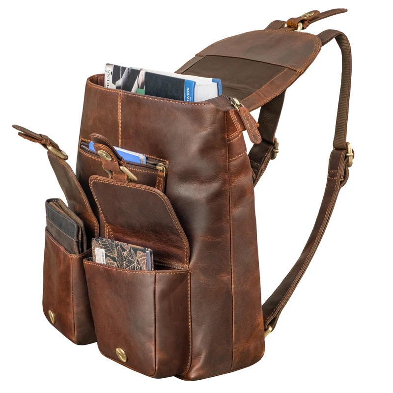 "Niva" Damen Rucksack Leder Laptop bis 13 Zoll