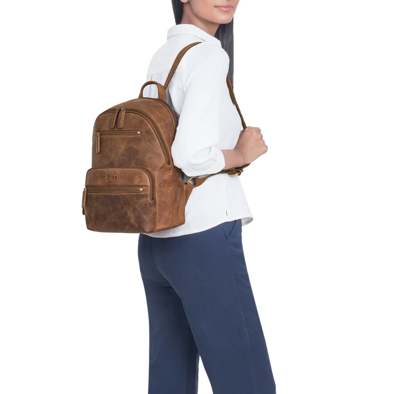 "Maja" eleganter Damen Leder-Rucksack klein mit vielen Fächern