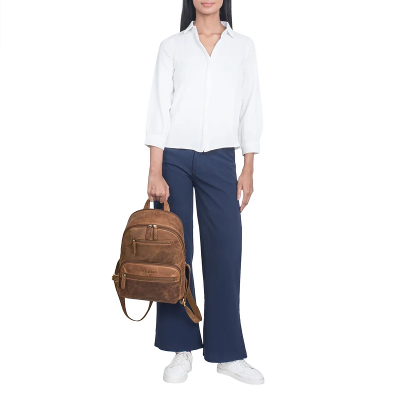 "Maja" eleganter Damen Leder-Rucksack klein mit vielen Fächern