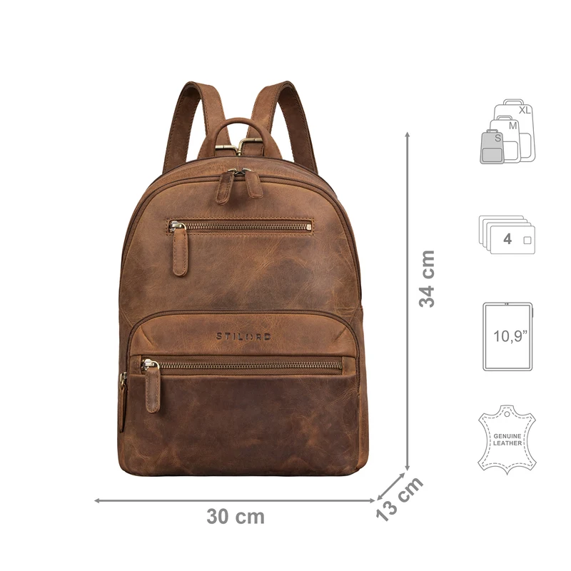 "Maja" eleganter Damen Leder-Rucksack klein mit vielen Fächern