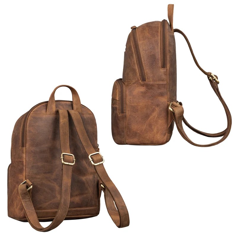 "Maja" eleganter Damen Leder-Rucksack klein mit vielen Fächern